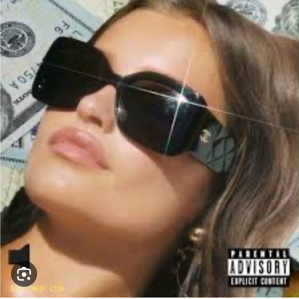 CHANEL Black Quilted Temple Rectangular Sunglasses - image 10